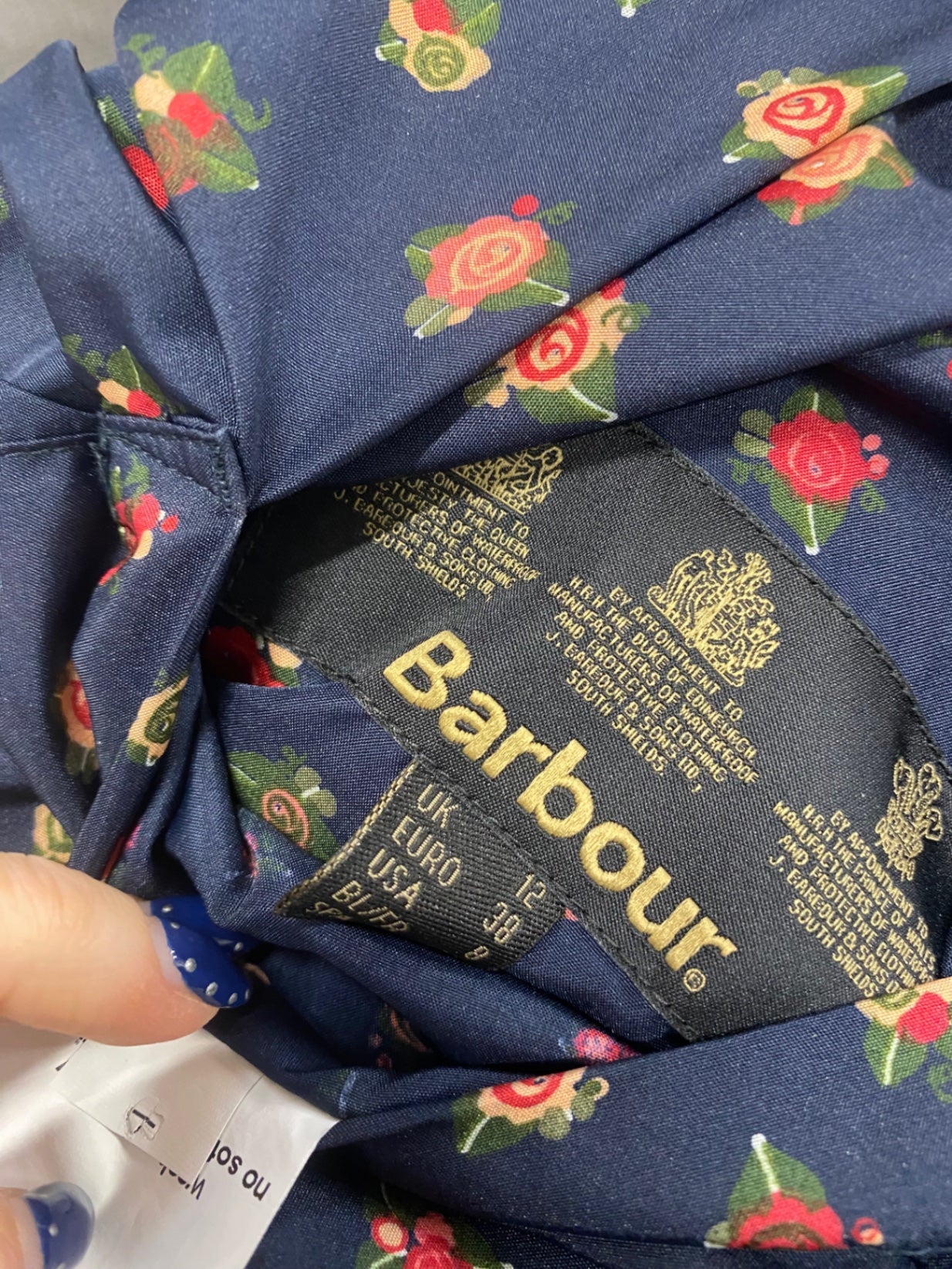 Stunning Barbour hattie Durham reversible Waterproof jacket UK 12 Navy AS541