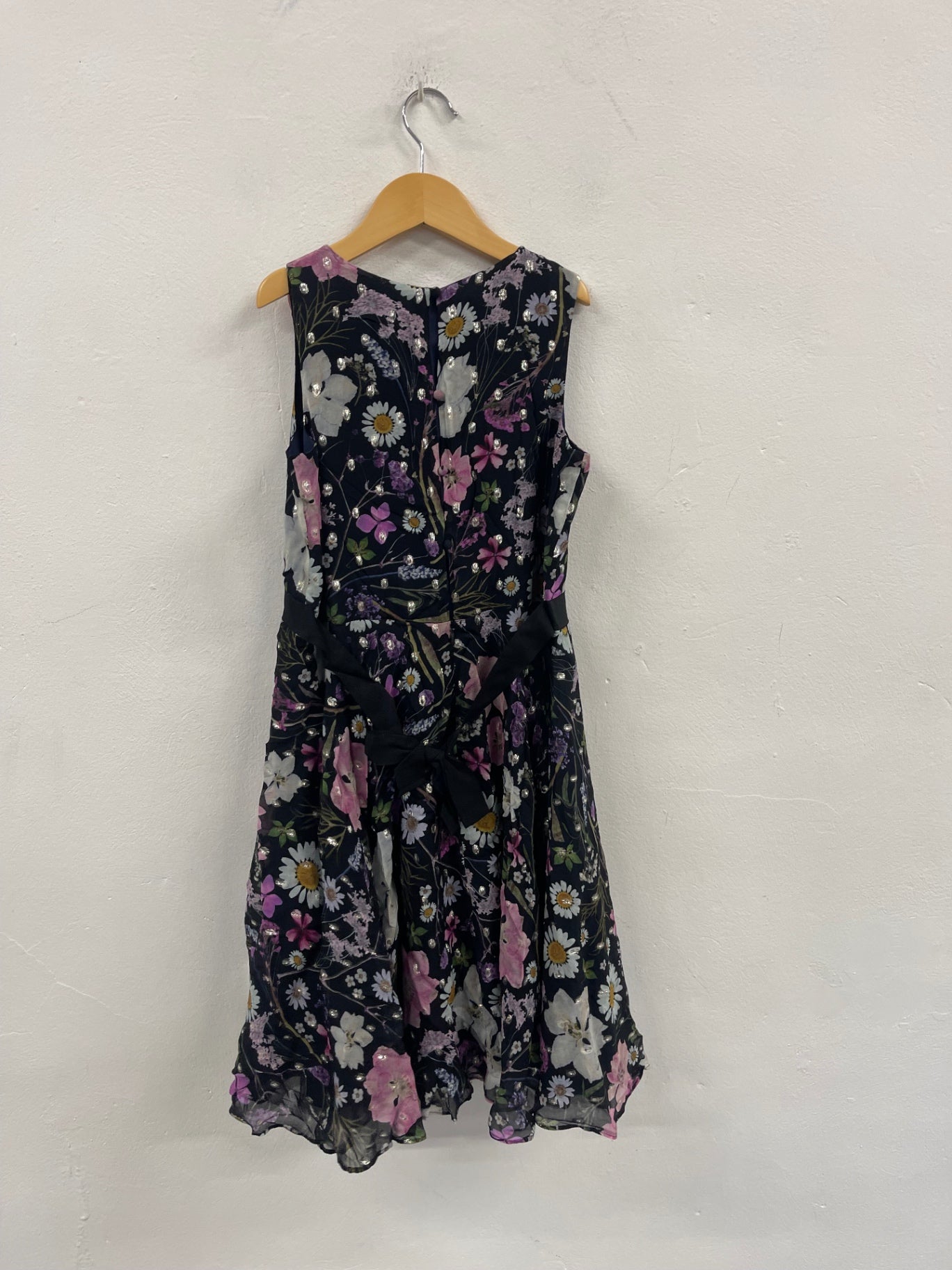Stunning Phase Eight floral party fit & flare Dress Age 11-12 Navy CH542