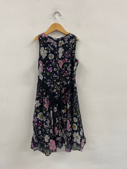 Stunning Phase Eight floral party fit & flare Dress Age 11-12 Navy CH542