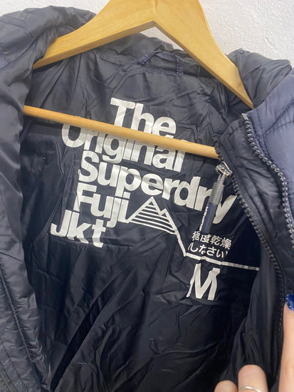 Stunning Superdry Fiji Puffer Jacket Uk 10 Navy AS541