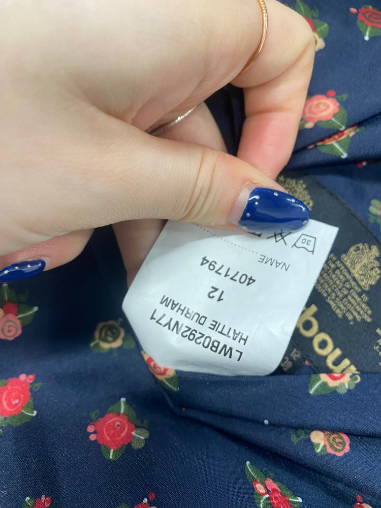 Stunning Barbour hattie Durham reversible Waterproof jacket UK 12 Navy AS541