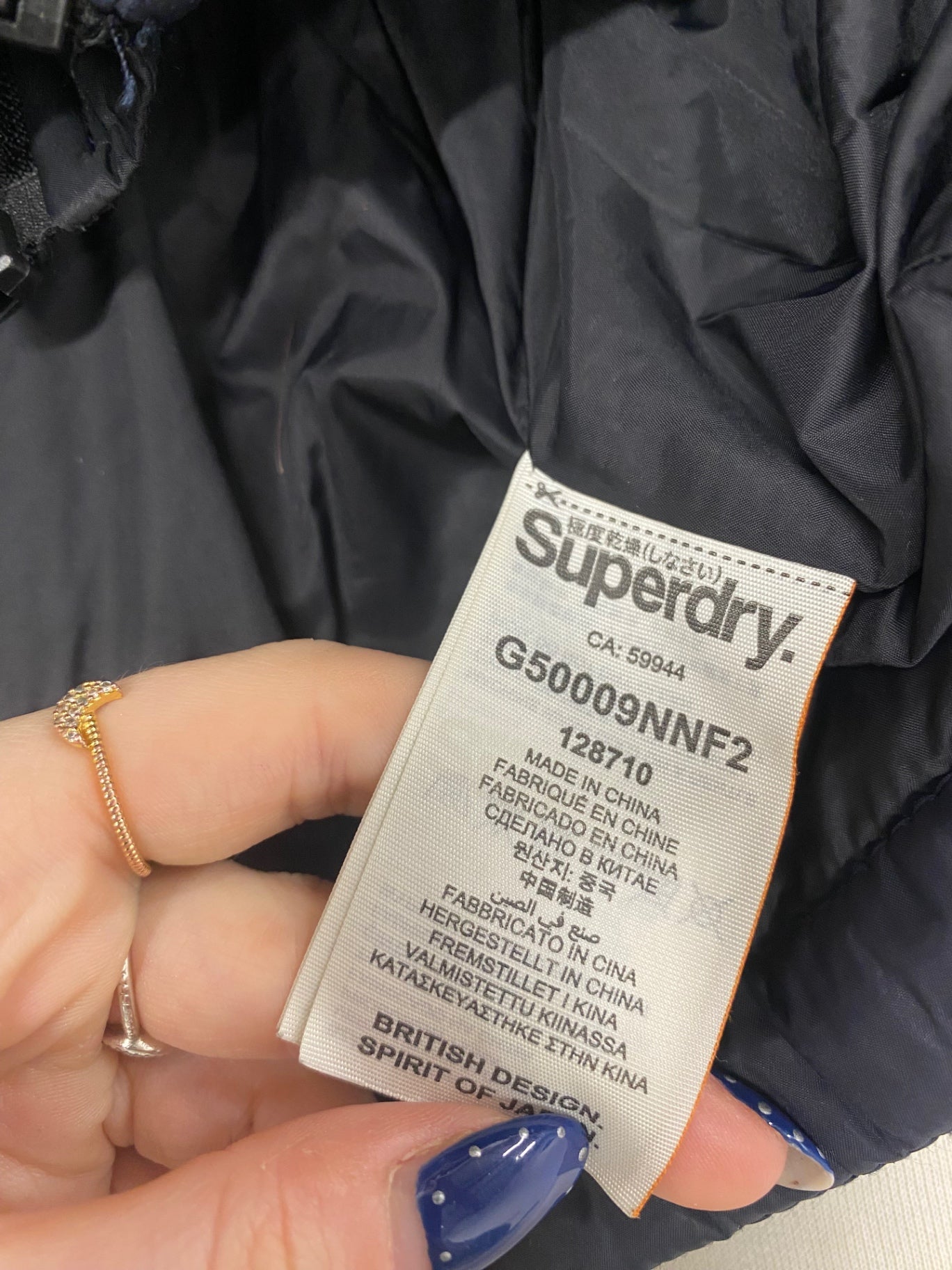 Stunning Superdry Fiji Puffer Jacket Uk 10 Navy AS541