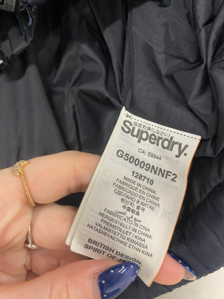 Stunning Superdry Fiji Puffer Jacket Uk 10 Navy AS541