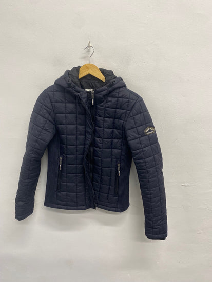 Stunning Superdry Fiji Puffer Jacket Uk 10 Navy AS541