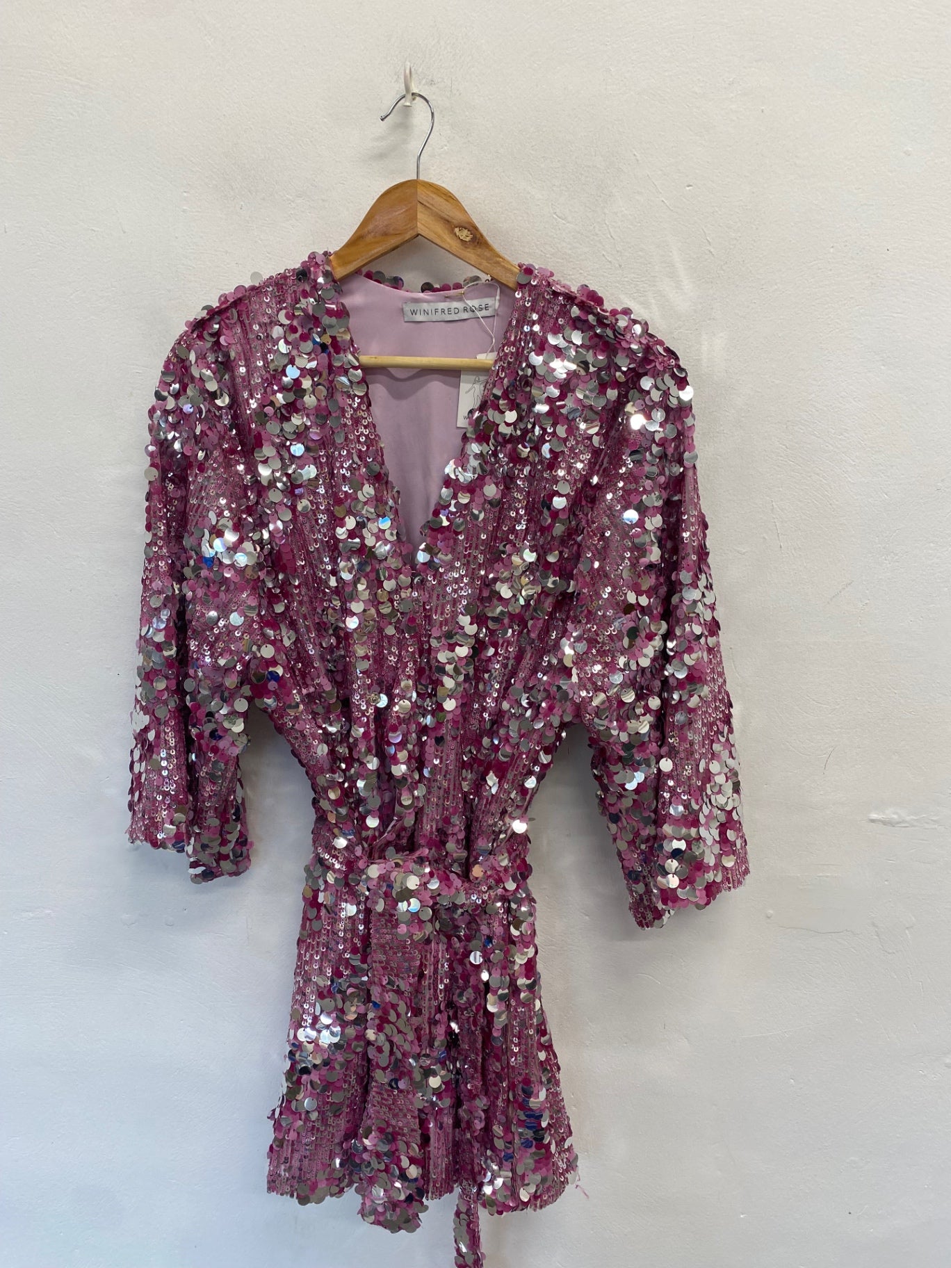 Stunning Winifredrose Blazer dress UK 10 Pink sequin JD548