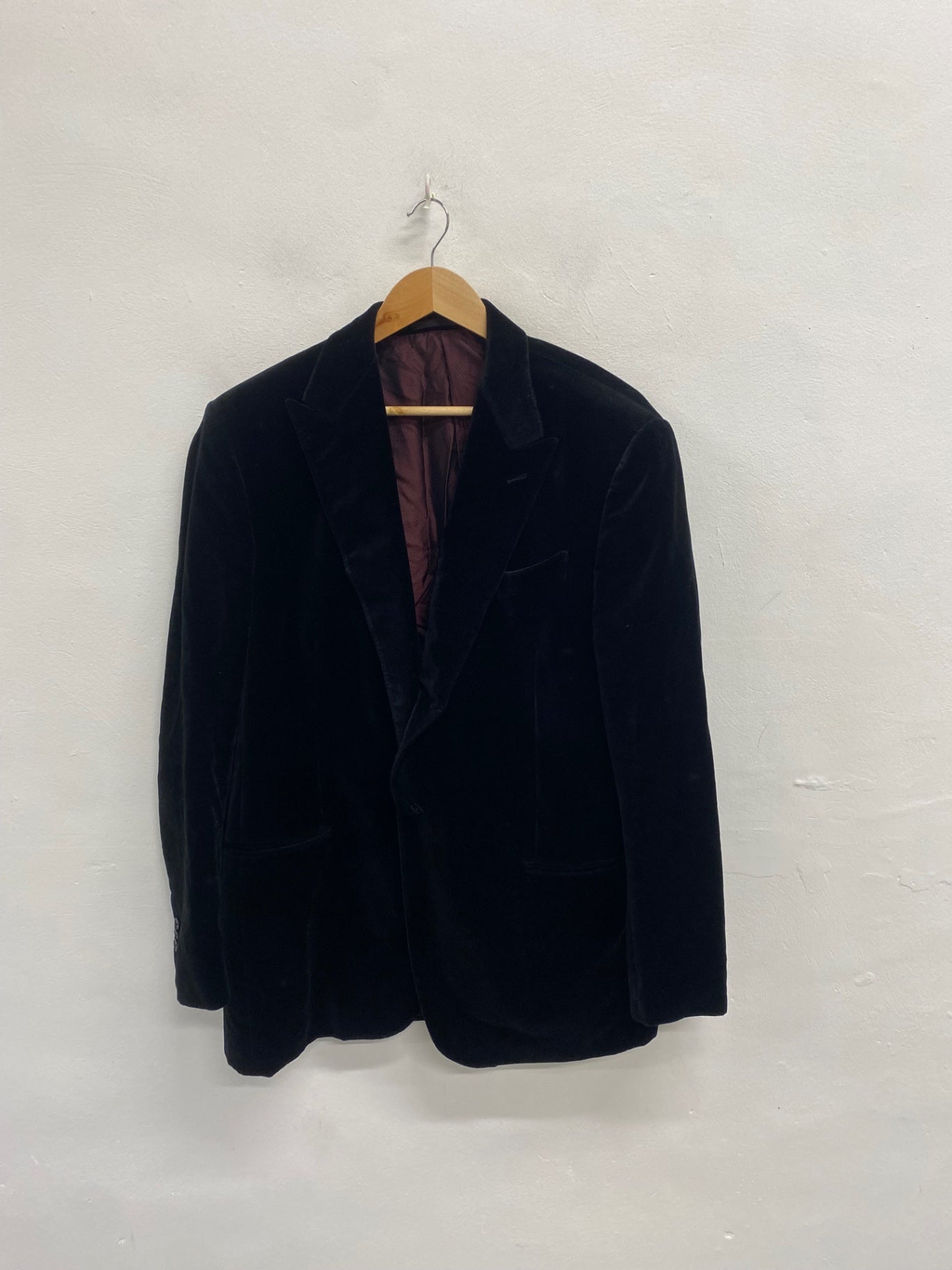 Classic Ermenegildo Zegna Mens velvet blazer black UK 48 long SH549 