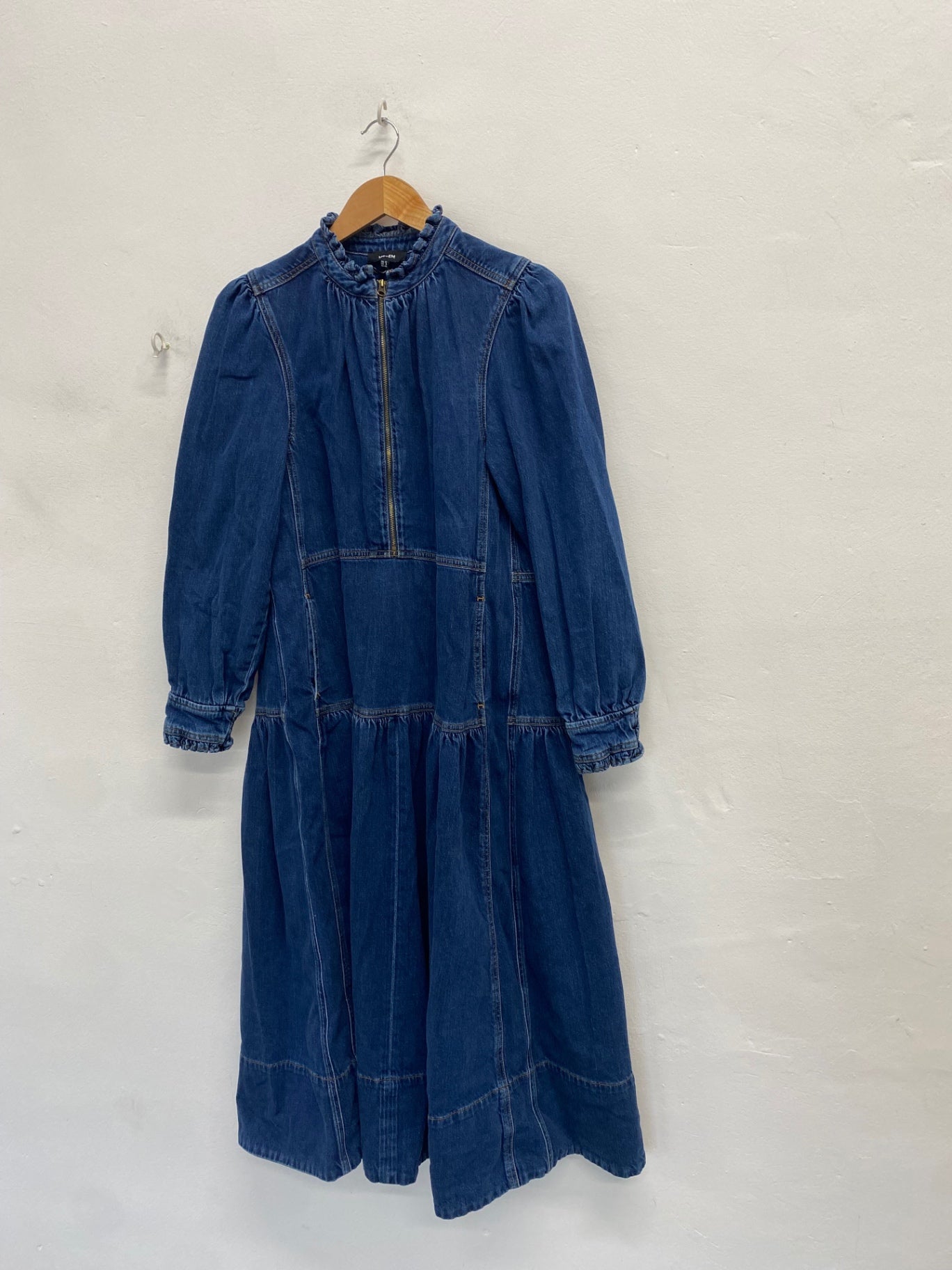 Stunning Me+em denim zip Midi Dress UK 12 Blue CT551