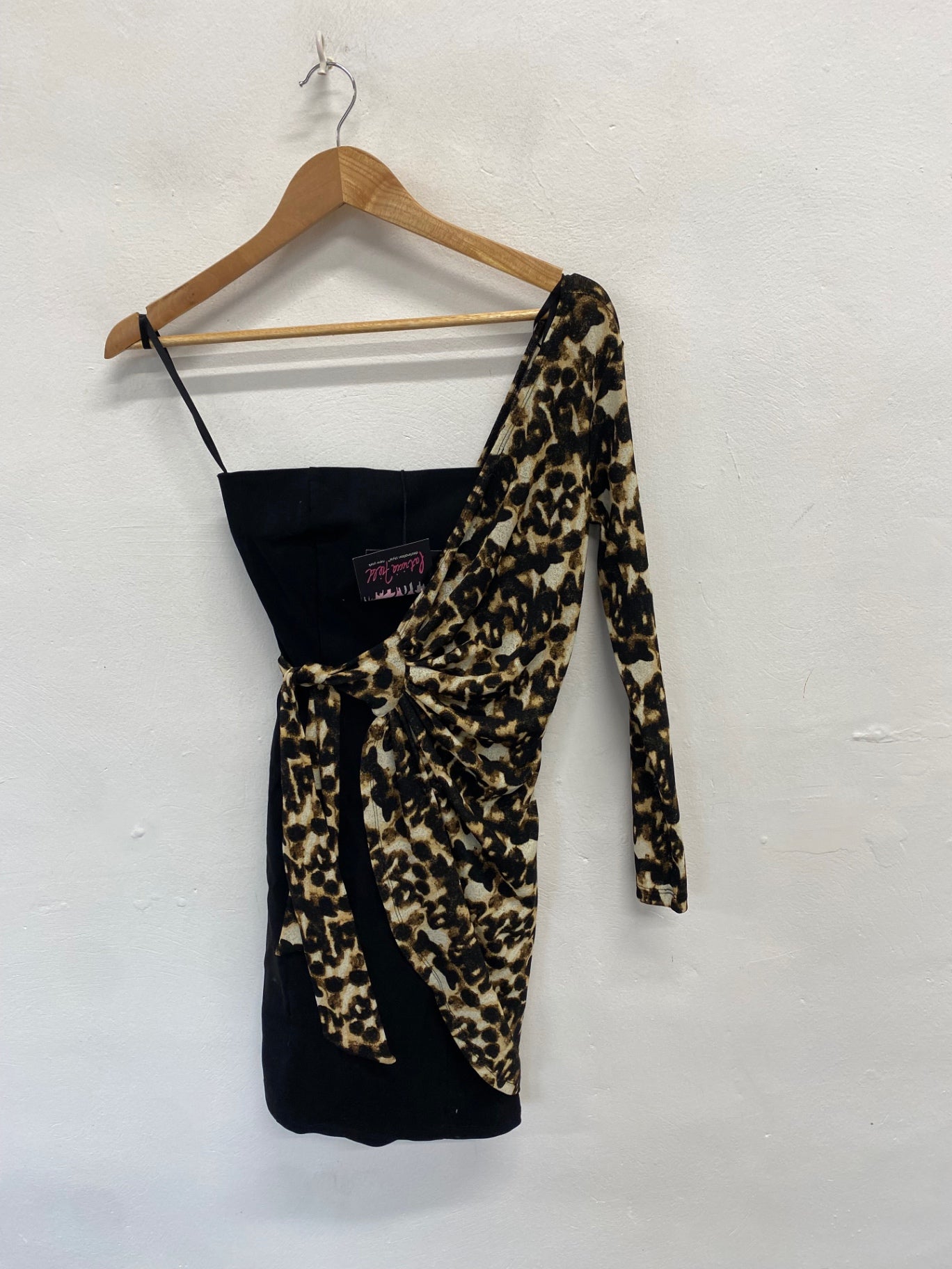 Stunning Patricia field y2k Mini dress UK 8 Black and leopard print SD553