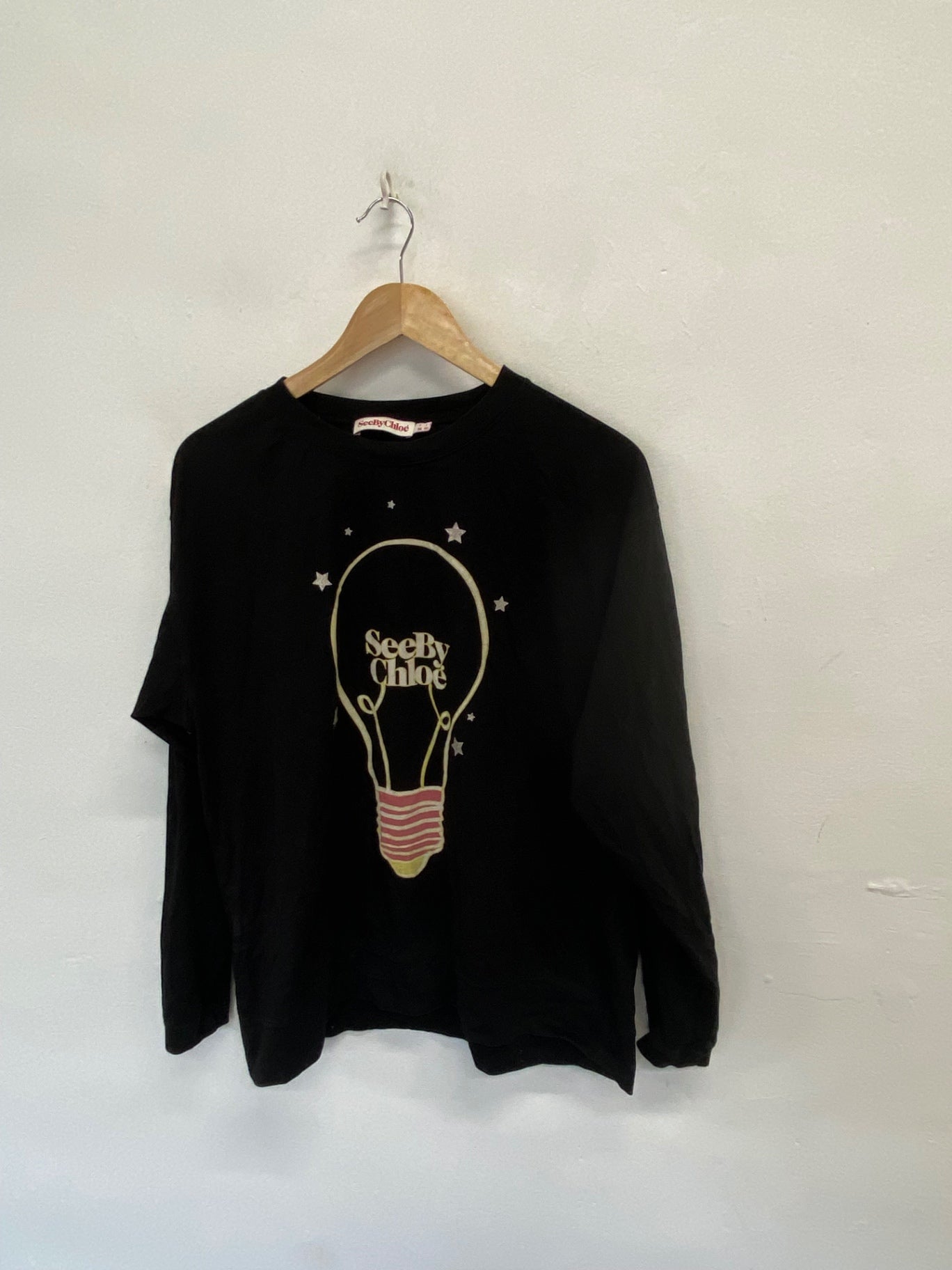 Stunning See by ChloÃ© Long sleeve top lightbulb UK 8 Black printed SD553