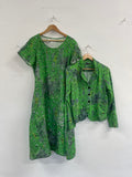 Stunning GRIZAS Linen Dress & Coat UkM Green abstract SO560