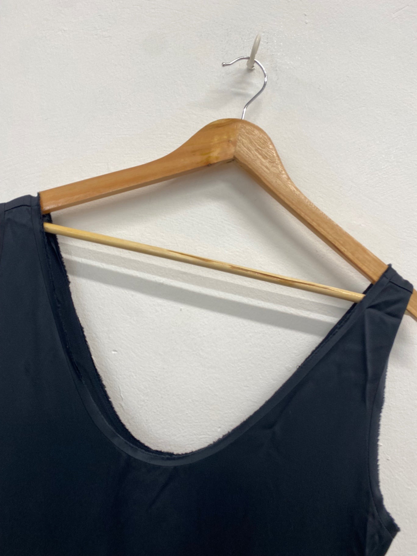 Stunning Zara Midi Dress UK 12 Black satin distressed hem AM564