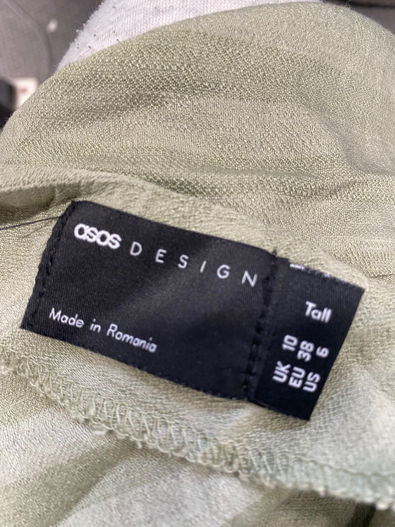 Stunning ASOS Midi Dress Uk 10 Olive Green cowl neck split AM564