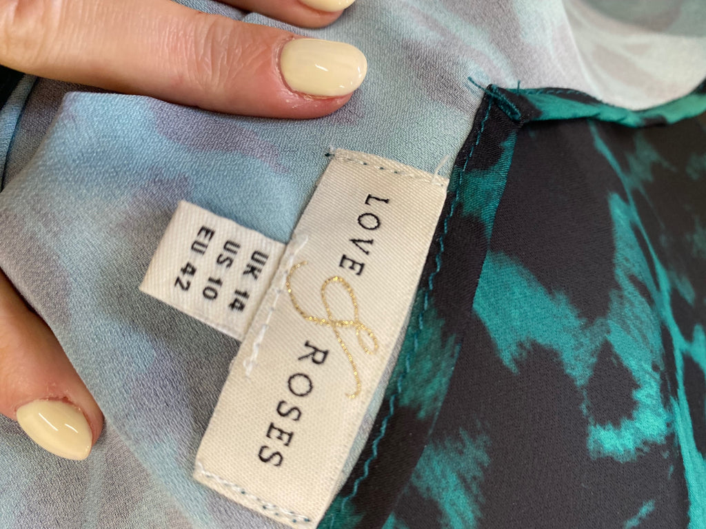 Stunning Love roses Jumper Dress under layer  UK 14 Black green leopard AM564