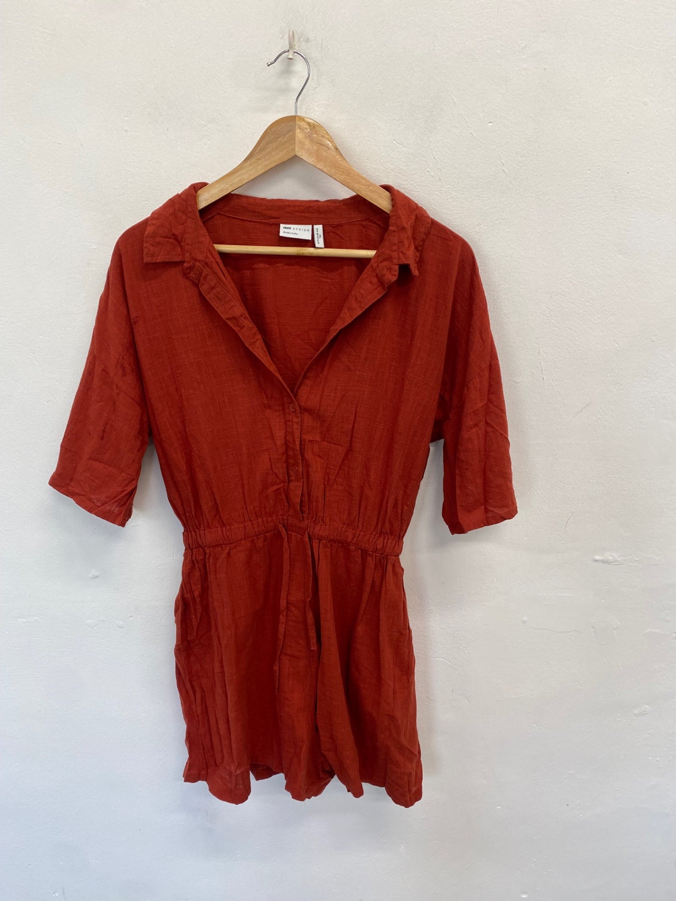 Stunning Asos Design Playsuit UK 10 Burnt Orange cotton AM564