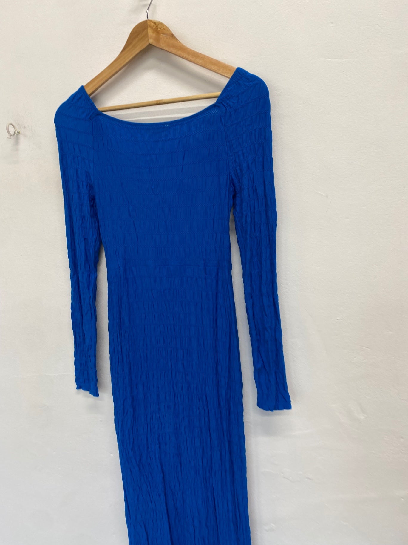 Stunning Topshop Maxi Dress UK 8-10 Blue textured AM564