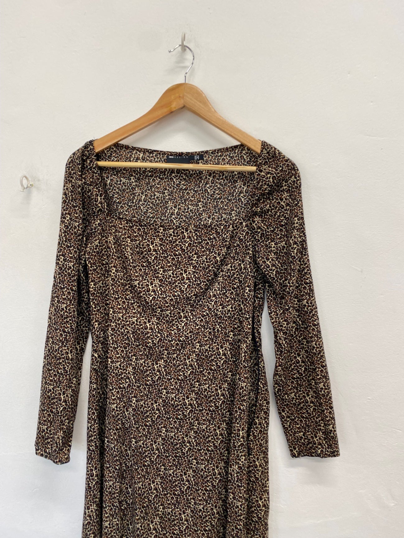 Stunning Asos Design Midi Dress UK 12 Leopard Print brown AM564