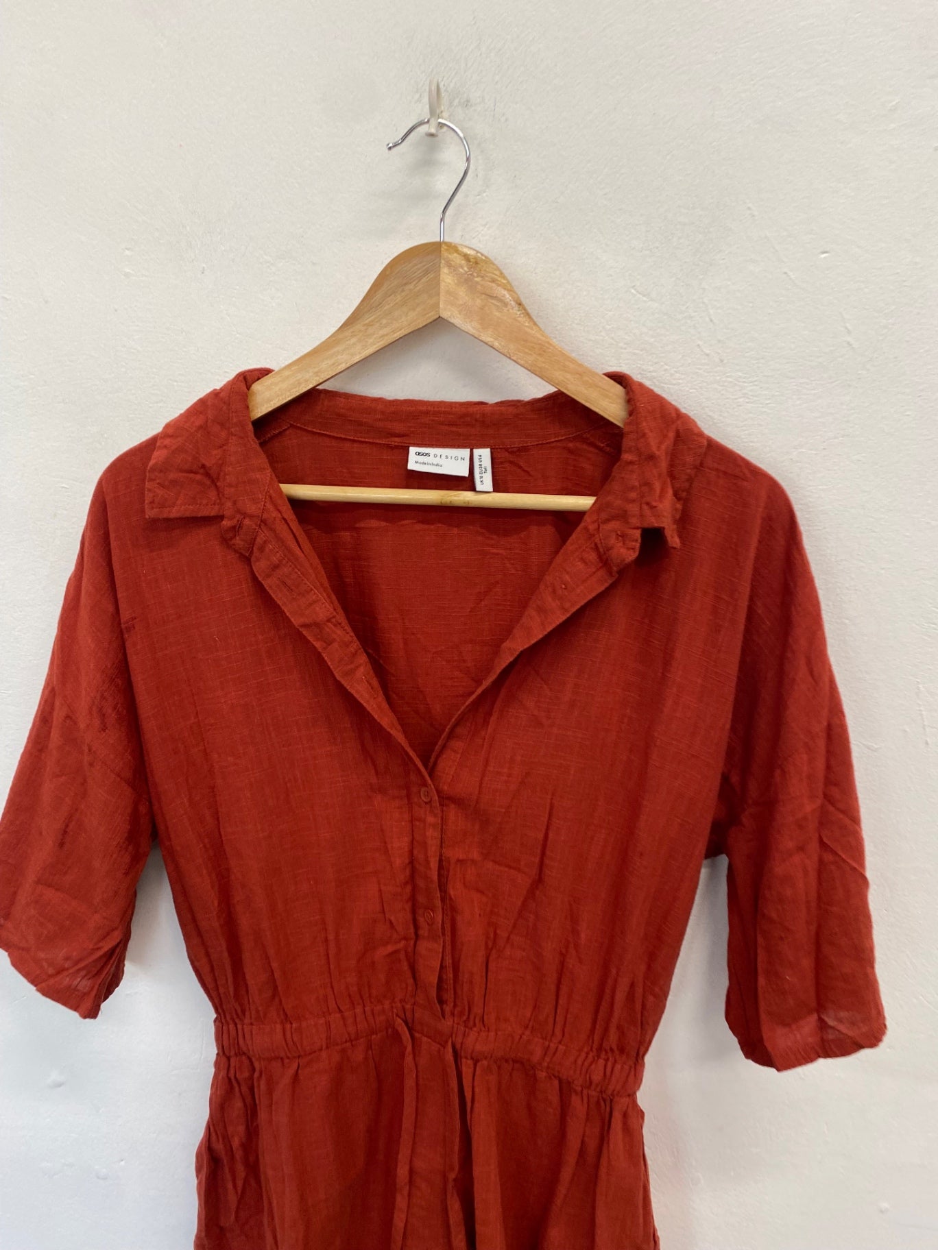 Stunning Asos Design Playsuit UK 10 Burnt Orange cotton AM564