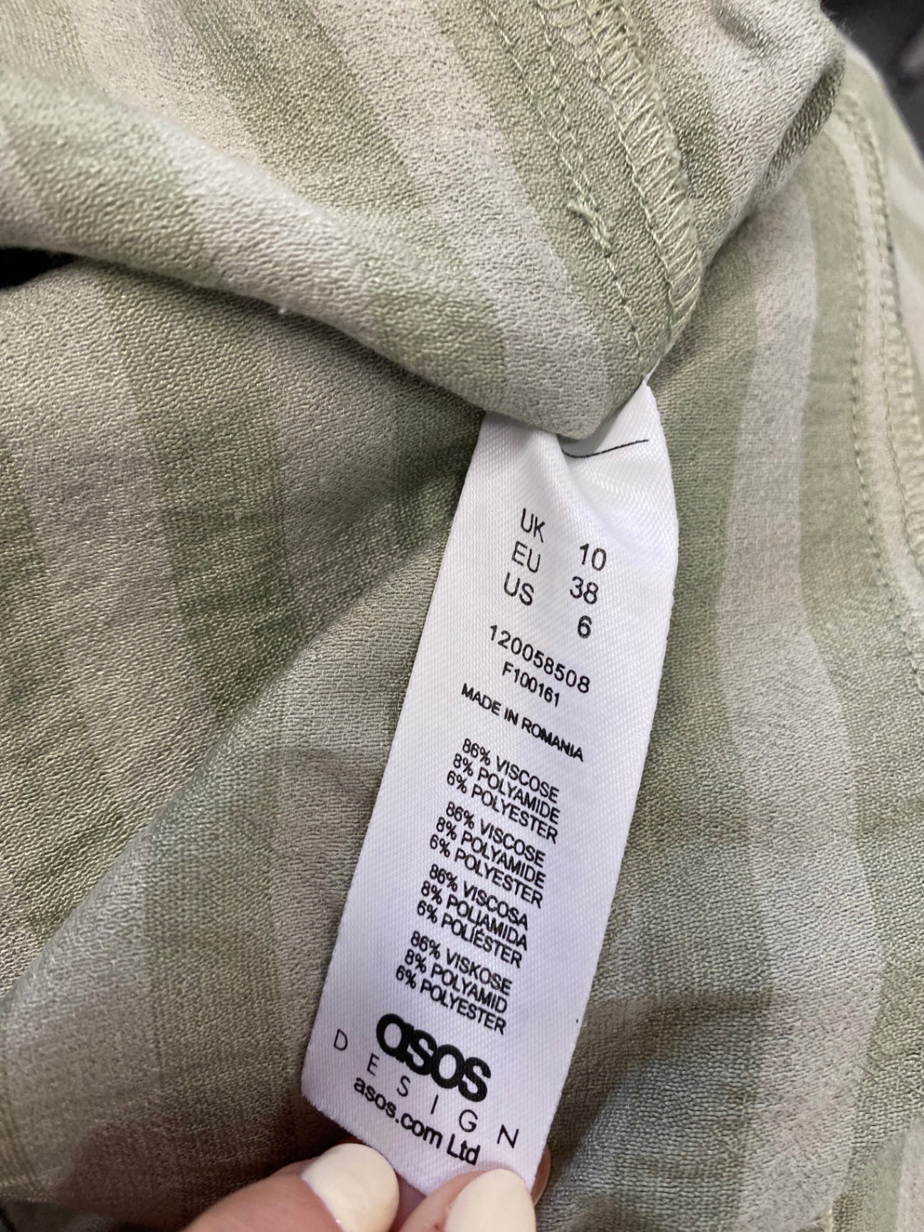 Stunning ASOS Midi Dress Uk 10 Olive Green cowl neck split AM564