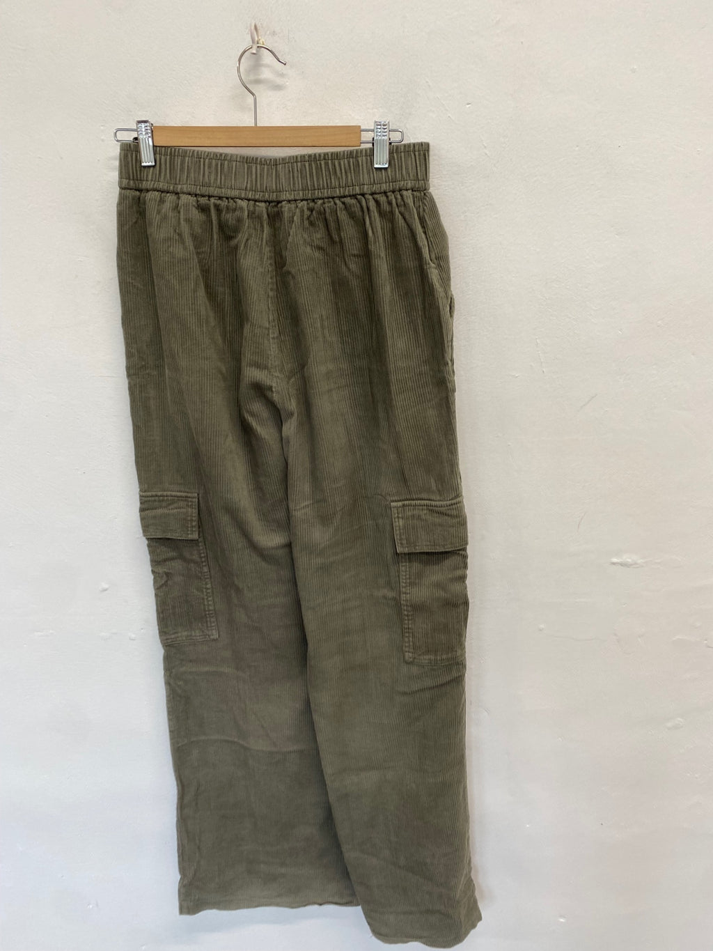 Stunning ASOS Wide leg trousers cord cargo Uk 10 Khaki AM564