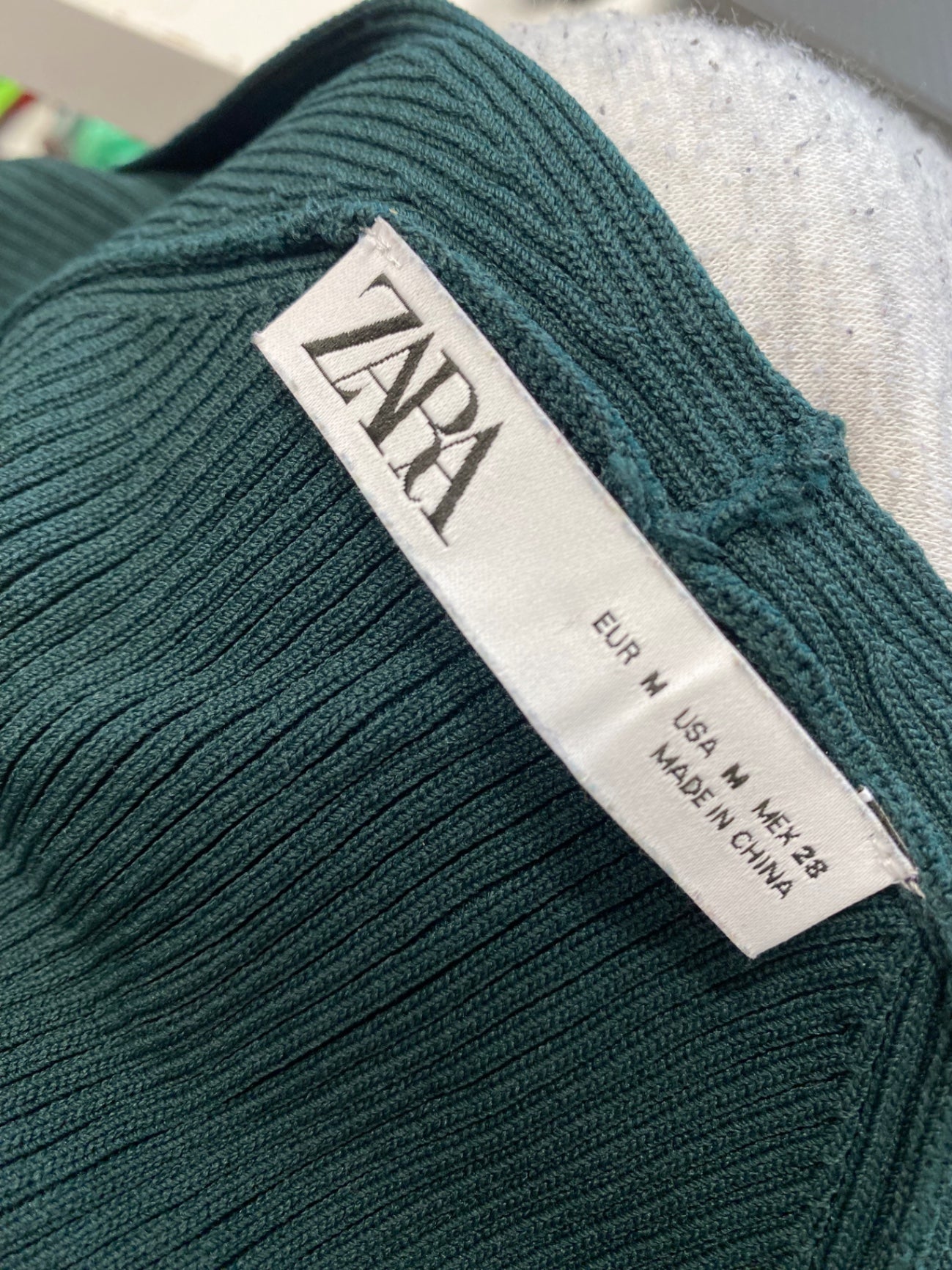 Stunning Zara Midi Dress ribbed Uk 10 Dark Green AM564