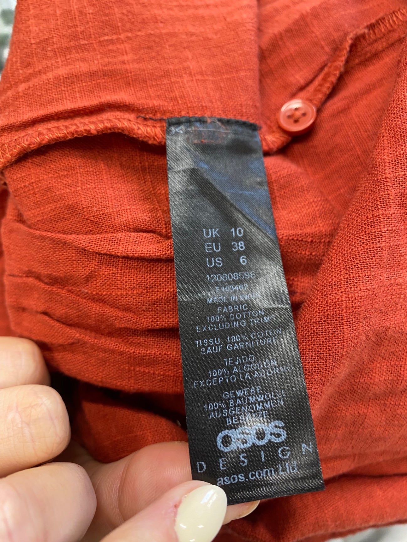 Stunning Asos Design Playsuit UK 10 Burnt Orange cotton AM564