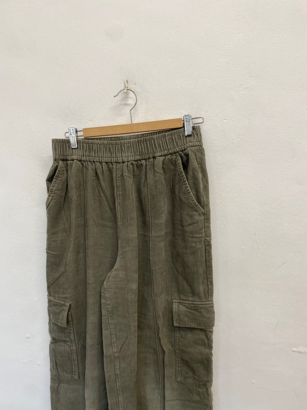 Stunning ASOS Wide leg trousers cord cargo Uk 10 Khaki AM564