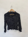 Stunning Marks & Spencers Blouse UK 14 Black with white polka dots AM564