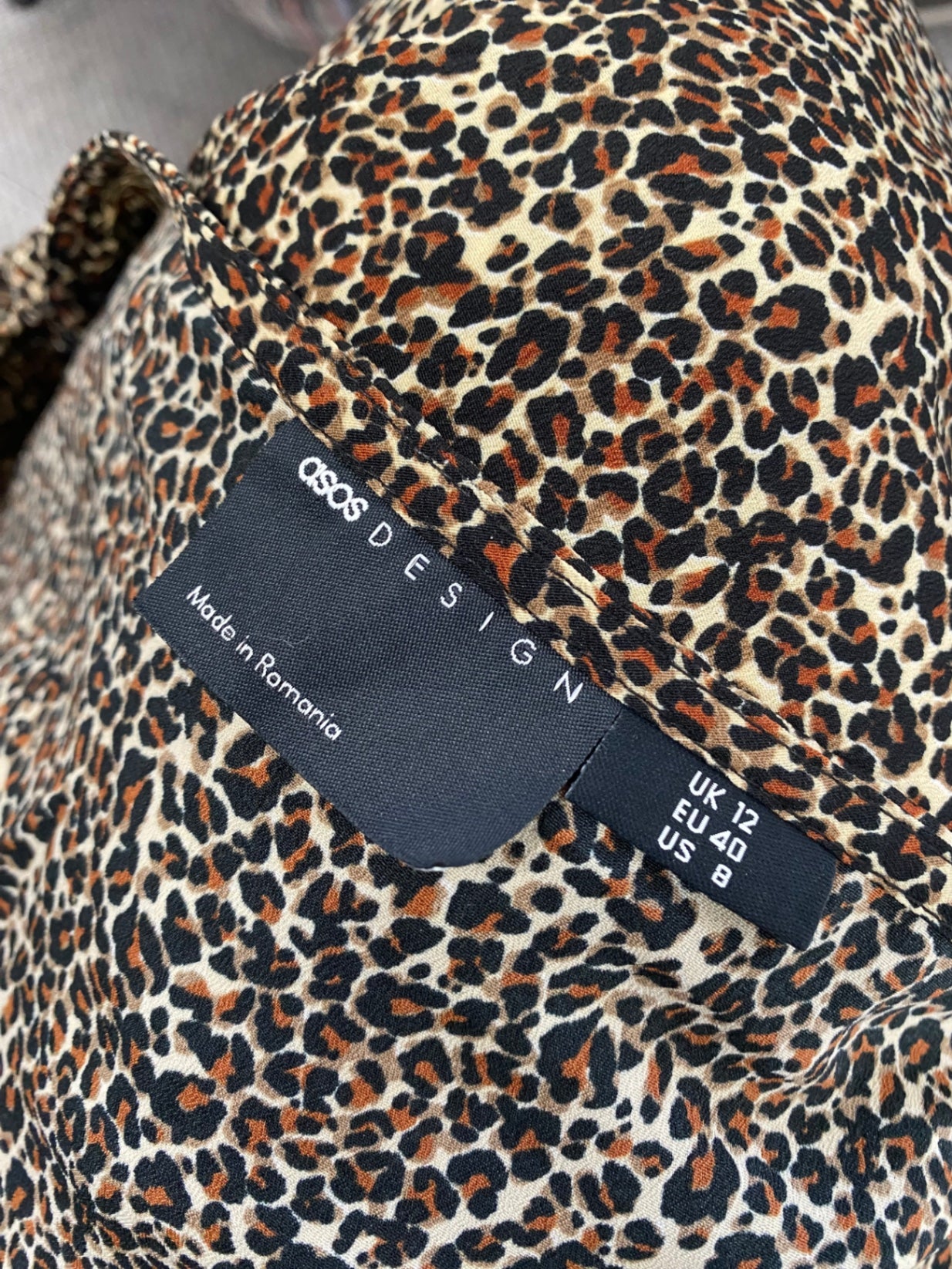 Stunning Asos Design Midi Dress UK 12 Leopard Print brown AM564