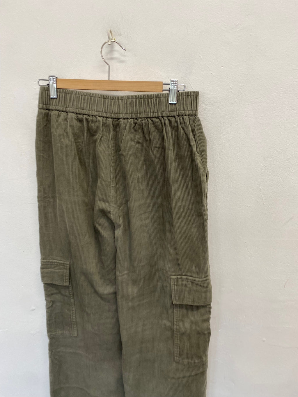 Stunning ASOS Wide leg trousers cord cargo Uk 10 Khaki AM564