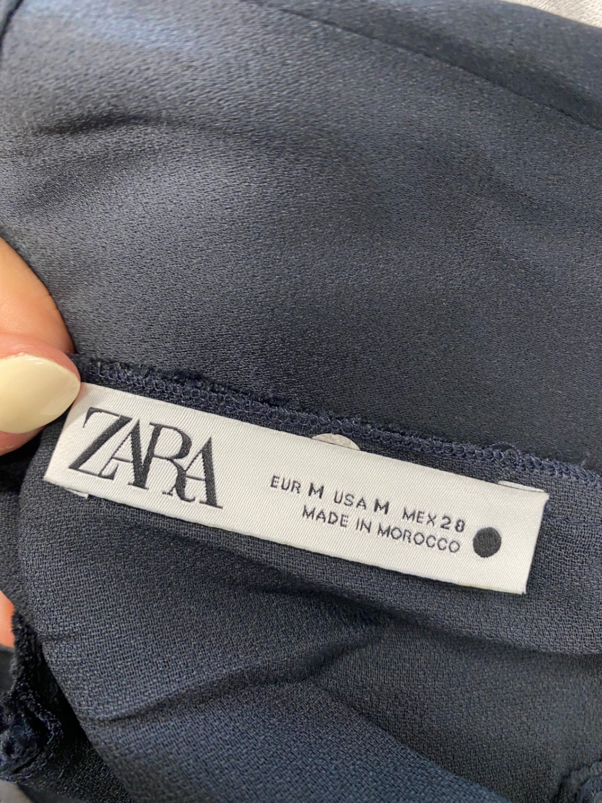 Stunning Zara Midi Dress UK 12 Black satin distressed hem AM564