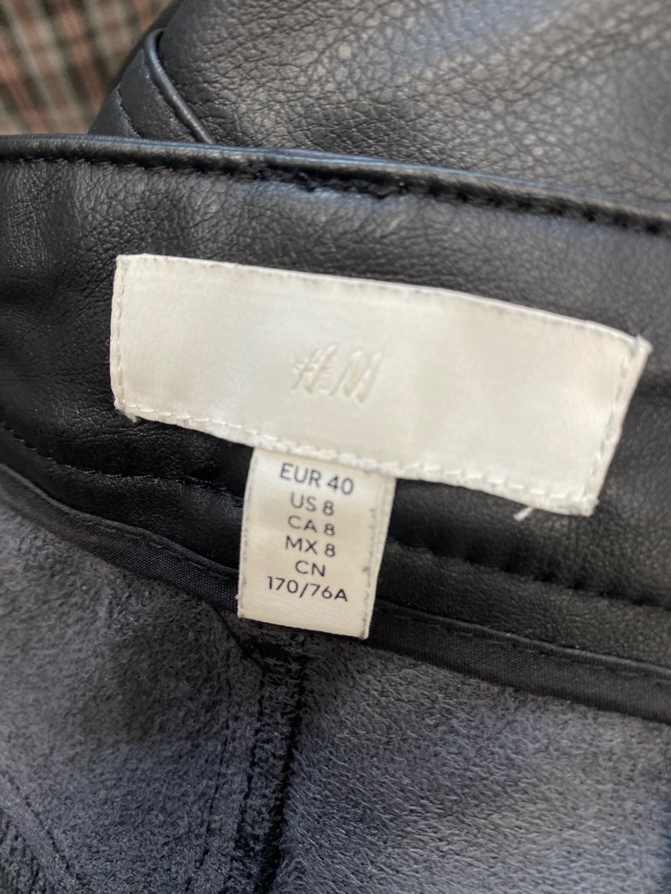 Stunning H&M Straight trousers UK 12 Black faux leather AM564