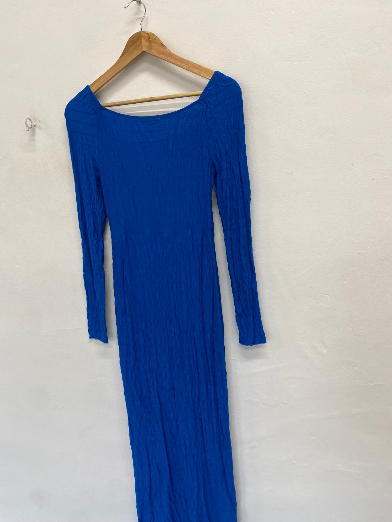 Stunning Topshop Maxi Dress UK 8-10 Blue textured AM564