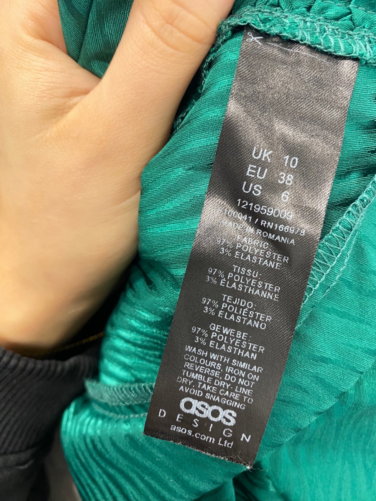 Stunning Asos Design Blouse Uk 10 Green zebra satin AM564