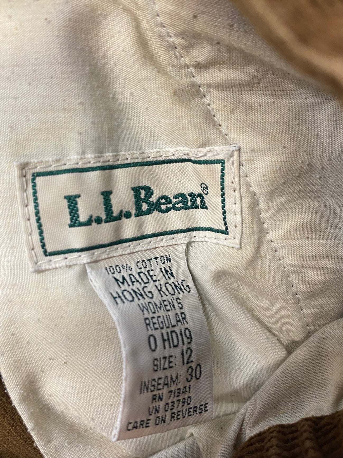 Stunning L.L. Bean Straight trousers UK 12 Brown cord LL554