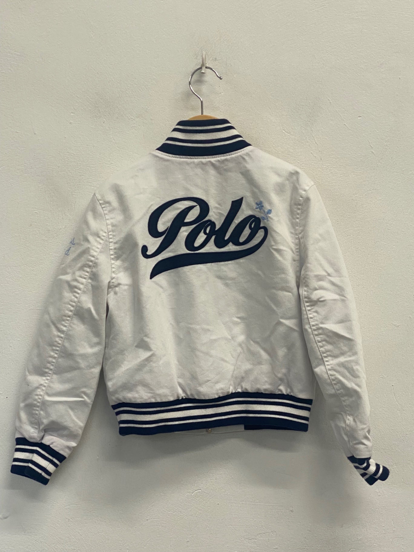 Stunning Polo Ralph Lauren Bomber Jacket Age 7 White navy BB001