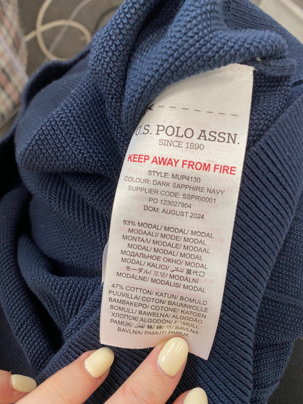 Classic U.S. Polo Assn Sweater UK XXL Navy ribbed CW556