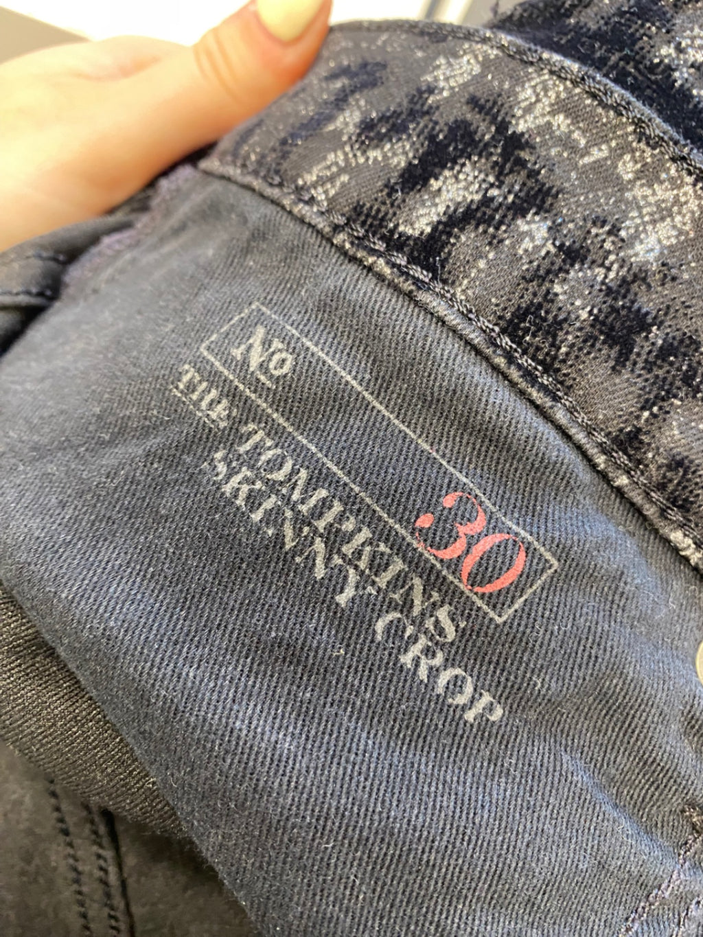 Stunning Polo Ralph Lauren Tompkins Skinny trousers W30" Black silver velour CV565