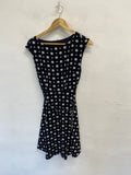 Stunning Wallis Midi Dress UK 12 Black white polka CV565