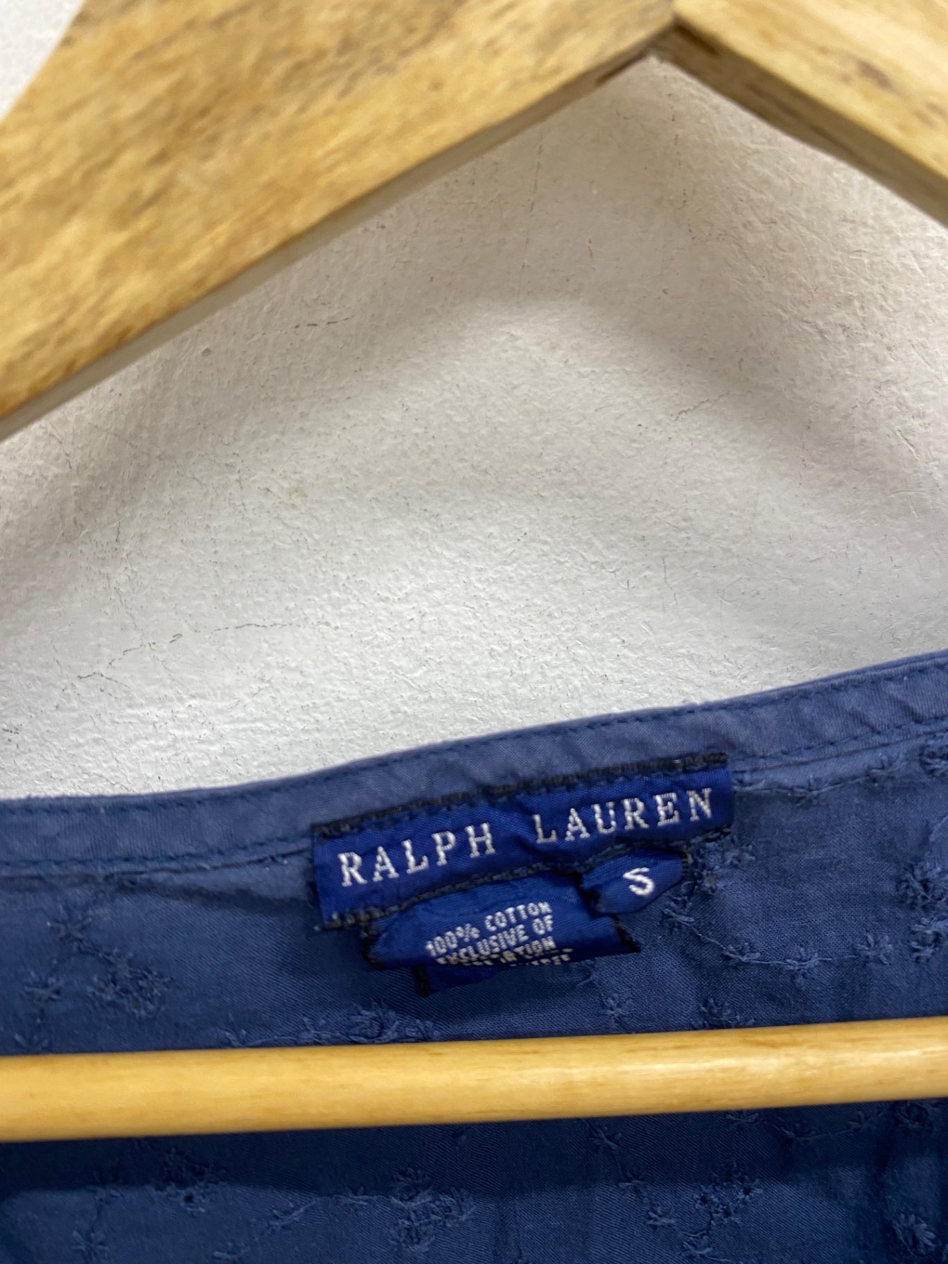 Stunning Ralph Lauren Blouse Uk 10 Navy blue broderie y2k CV565