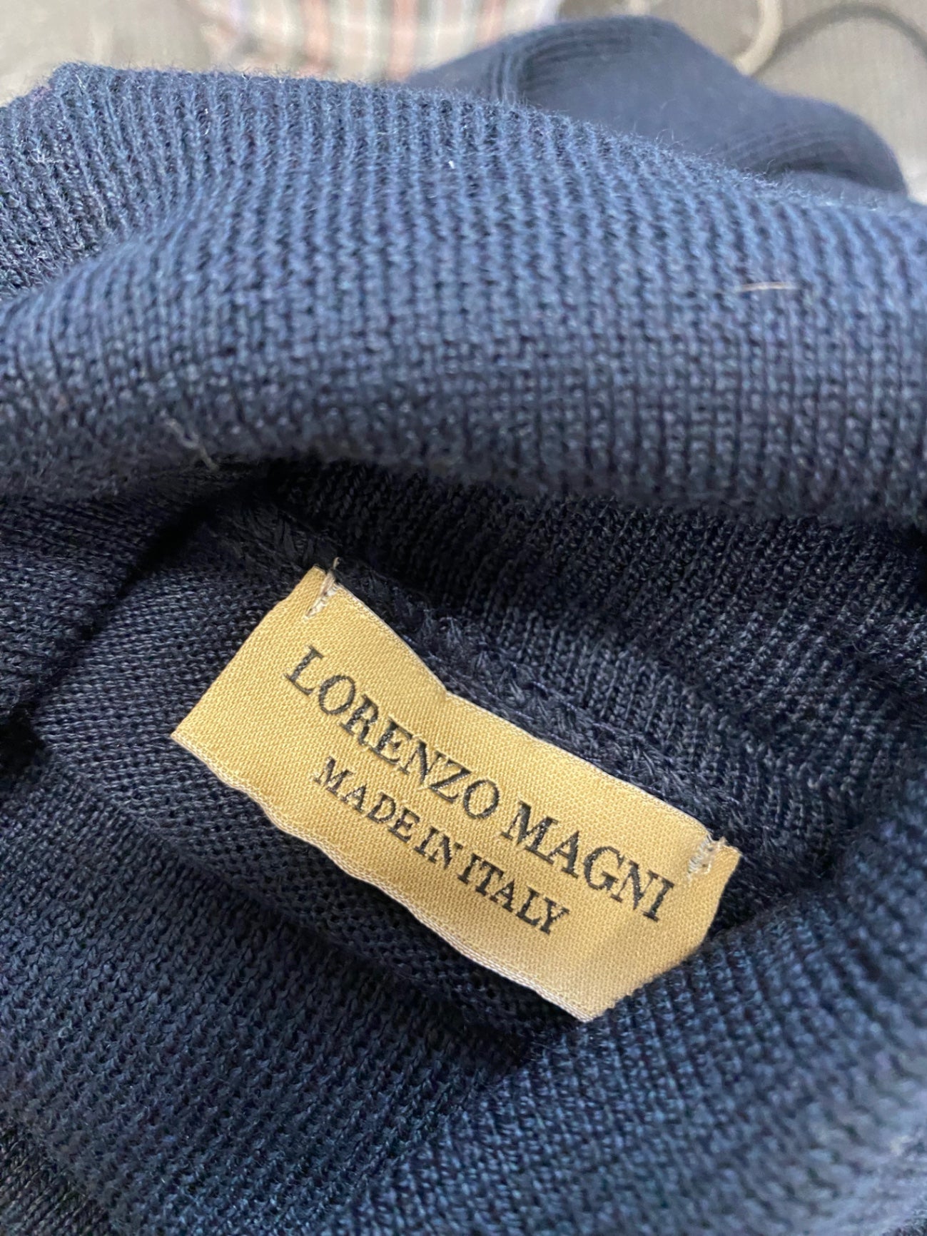 Classic Lorenzo Magni Turtleneck Jumper UK XXL Navy blue wool blend CW566