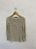 Stunning Mint Velvet Blouse UK 12 Beige silk lace SD553