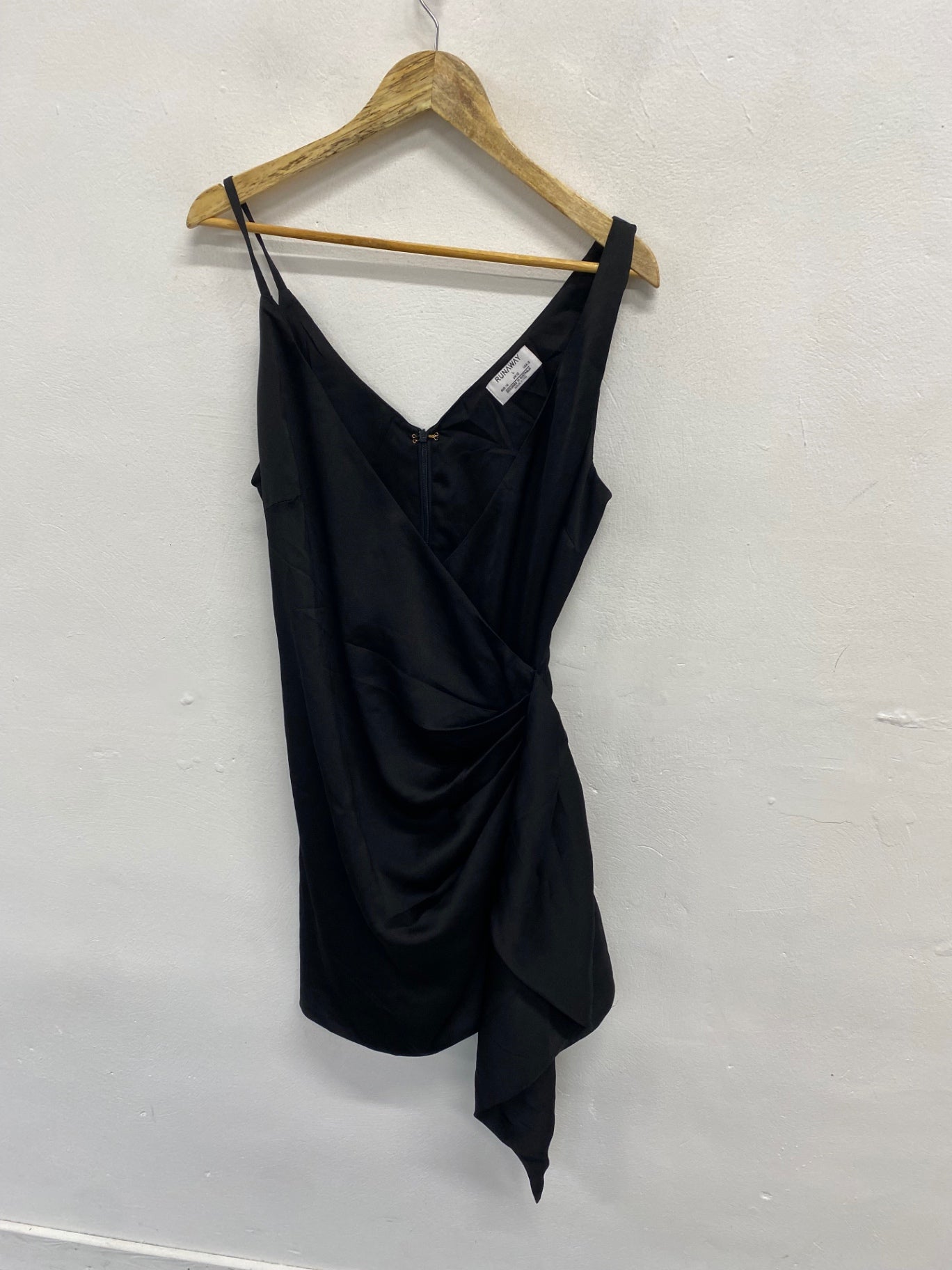 Stunning Runaway the label wrap ruched side Midi Dress UK 12 Black SD553