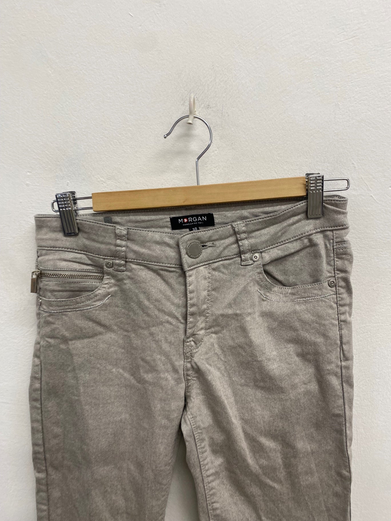 Stunning Morgan De Toi Skinny jeans UK 10 Grey silver stylish CV565