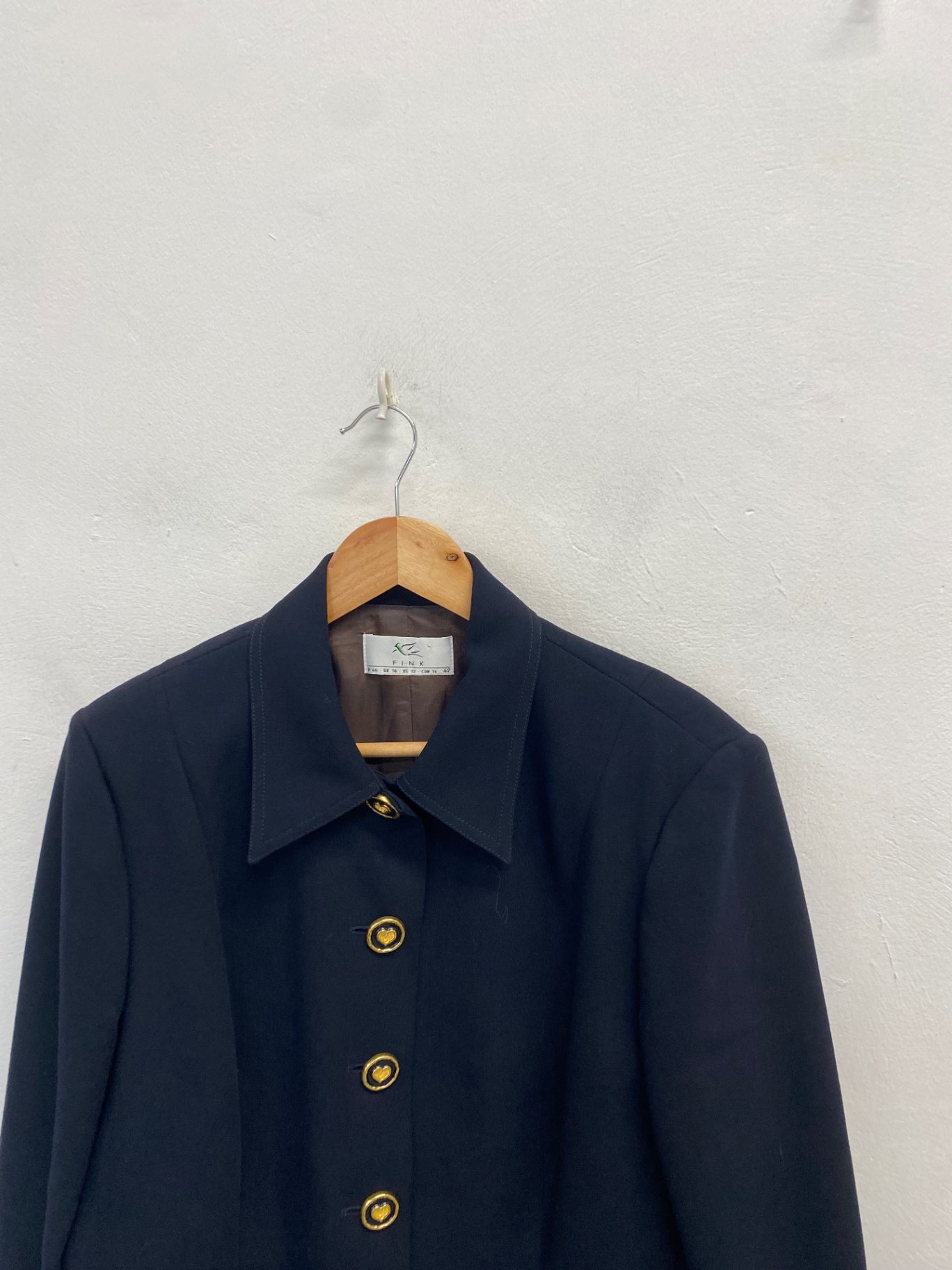 Stunning fink vintage blazer UK 16 Navy blue gold CW566