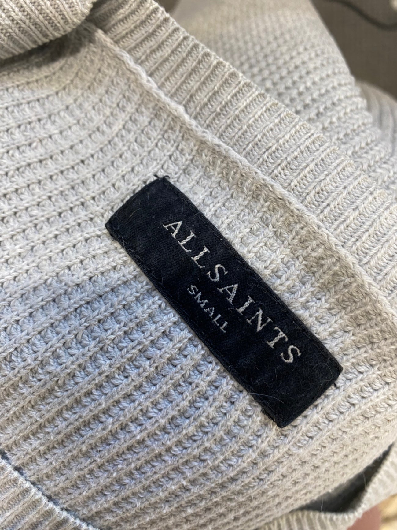 Classic men’s knitted AllSaints Sweater UK S Grey NB563