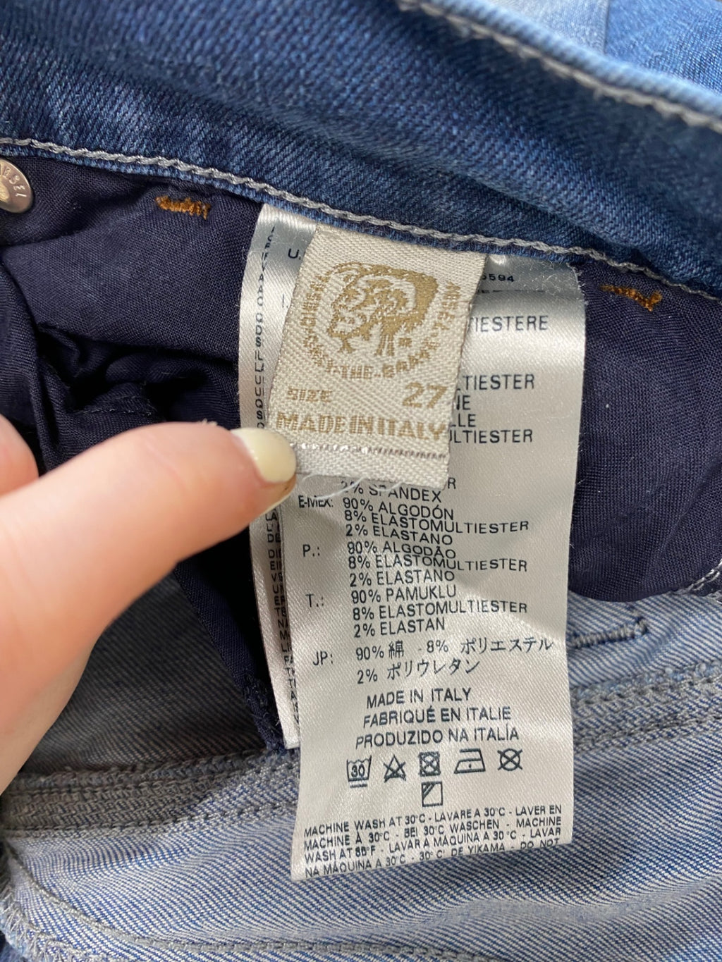 Stunning Diesel Skinny jeans y2k distressed W27” Blue CV565