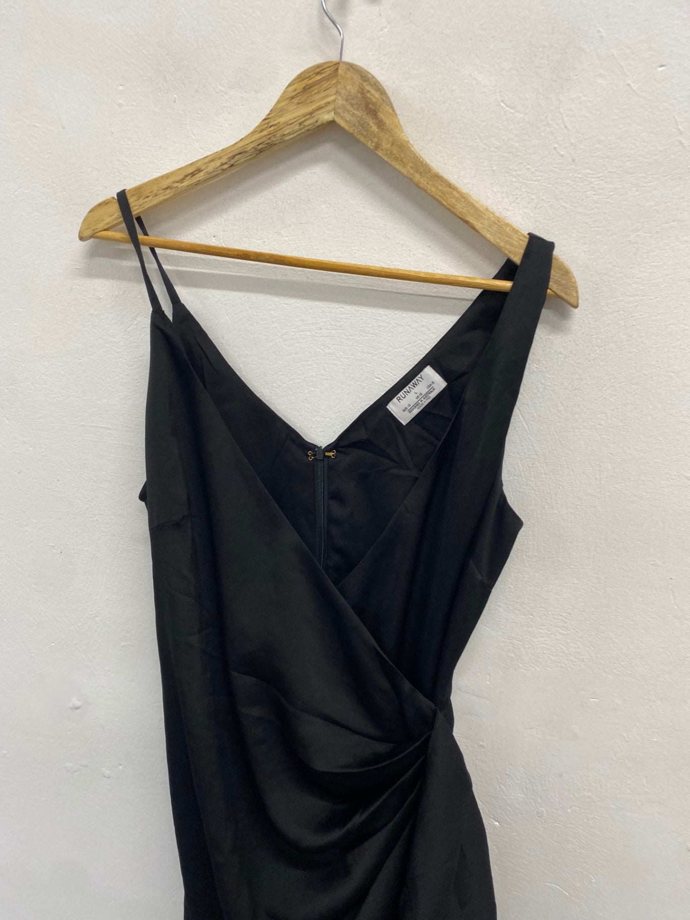 Stunning Runaway the label wrap ruched side Midi Dress UK 12 Black SD553