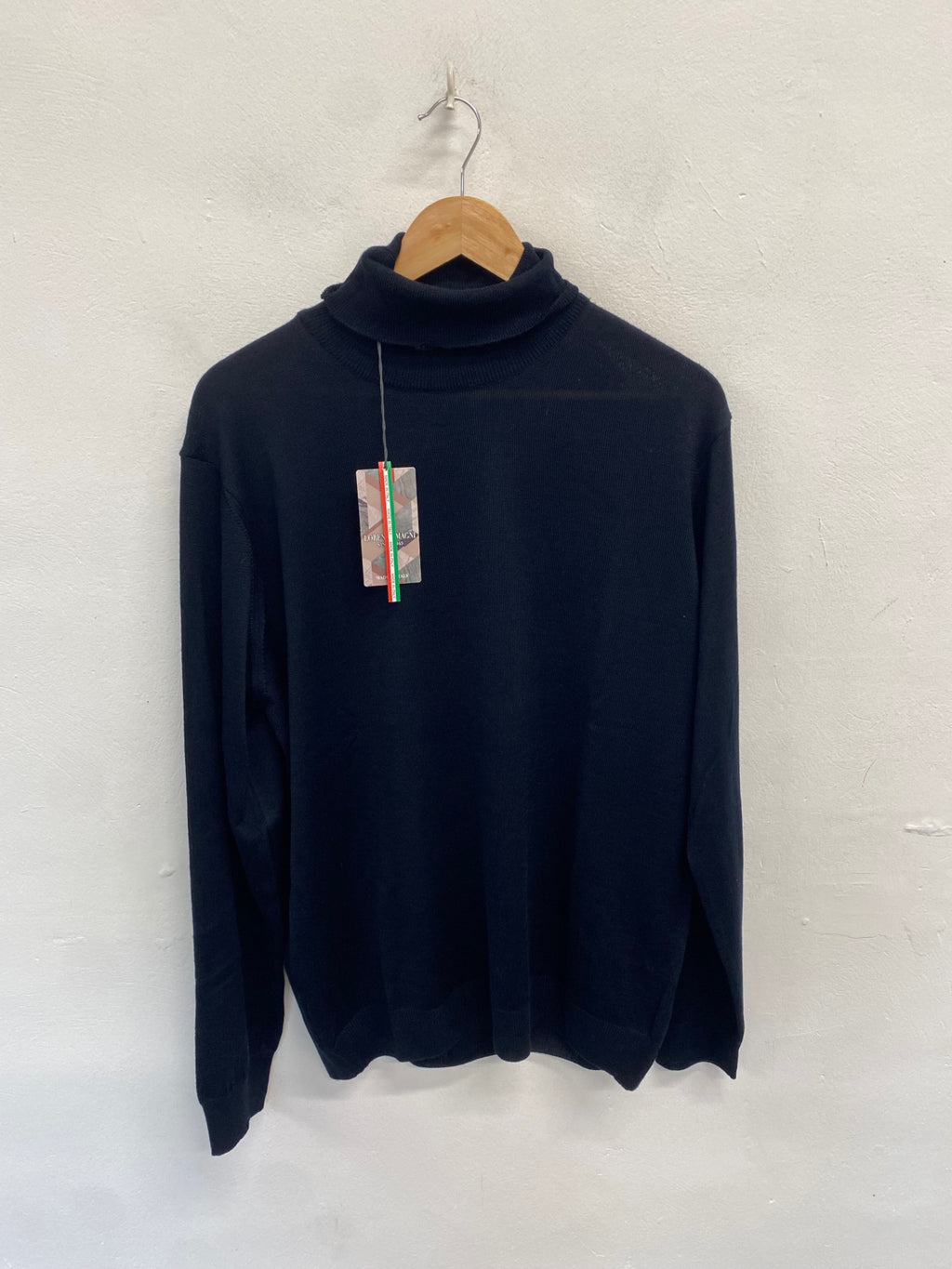 Classic Lorenzo Magni Turtleneck Jumper UK XXL Navy blue wool blend CW566