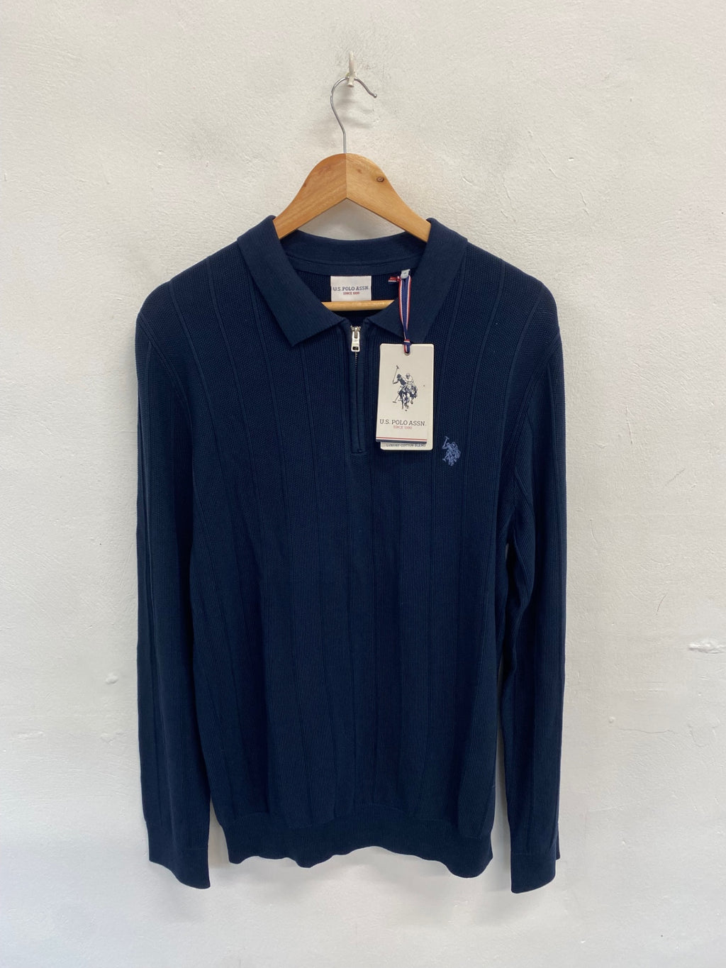 Classic U.S. Polo Assn Sweater UK XXL Navy ribbed CW556
