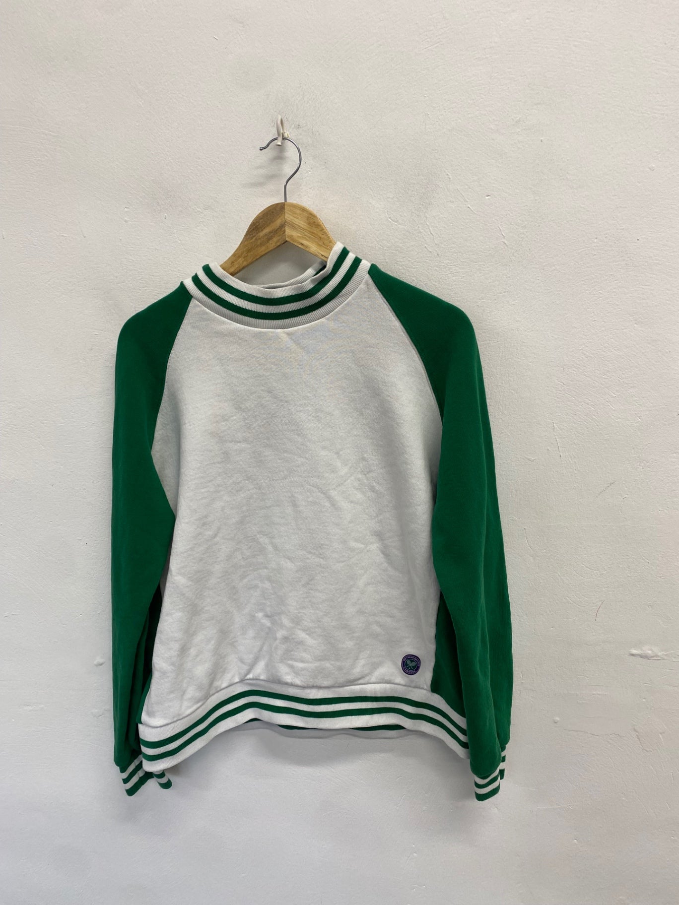 Stunning Wimbledon tennis Sweatshirt UK M White and Green FH539